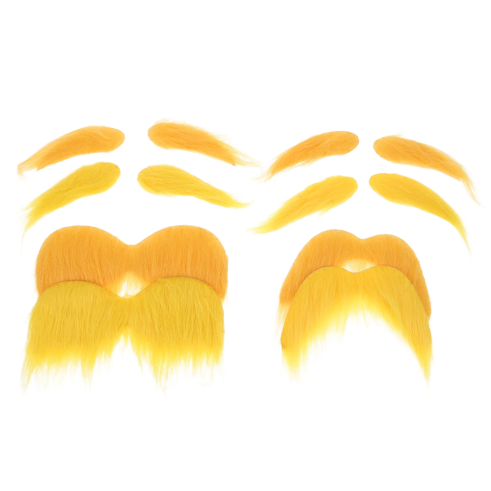 4Sets Fake Beard Eyebrow Costume Set Yellow Self Adhesive Realistic Mustache Halloween Party Cosplay Beard Accessories