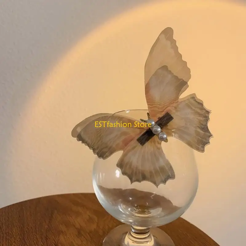 

Y5GC 2x Girls Fairy Butterfly-Nymph Headwear with Pearls Adorns Hair Clip Photo Props Women Hair Ornaments Fairy Pearls
