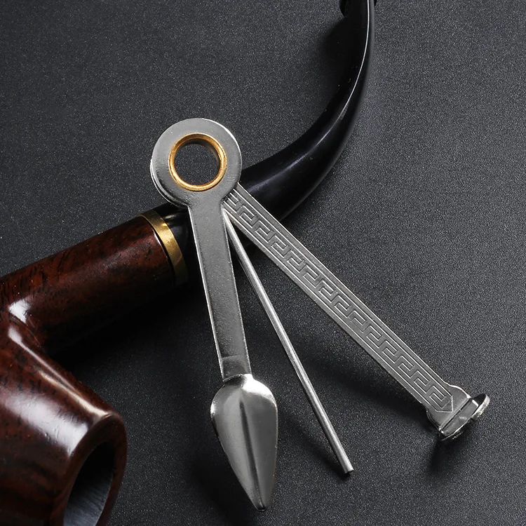 Tobacco Pipe Cleaner Presser Pressing Rod Pass Needle Tobacco Pipe Cleaner Knife Tamper Tool Cleaning Tool With Leather Case Bag