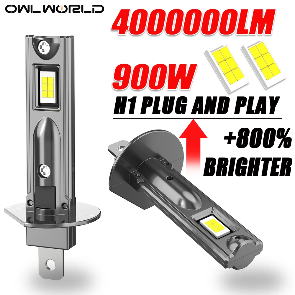 H1 LED Car Light  Ampoule Led H1 Diode  Headlamp Lamp 4000000LM 900W High Power Auto Lights CANBUS Error Free Fanless 6000K 12V