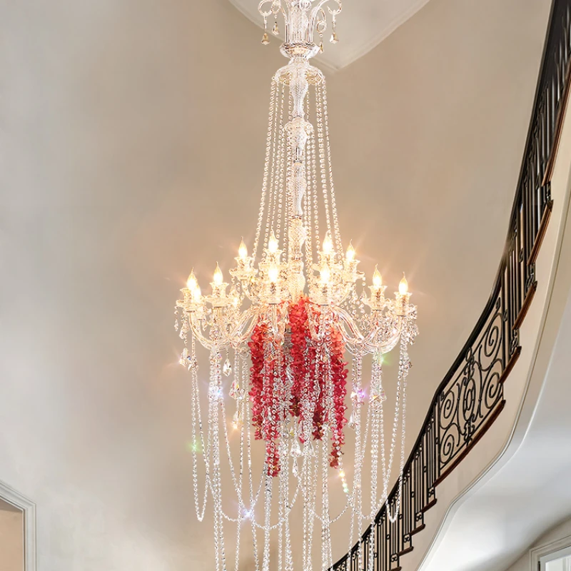 Light luxury crystal villa chandelier modern palace style duplex building chandelier