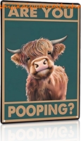 Jumkook Highland Cow Print Stuff Vintage Tin Metal Sign Plaque, Are You Pooping Funny Sign for Room Home Farmhouse Kitchen Bathr