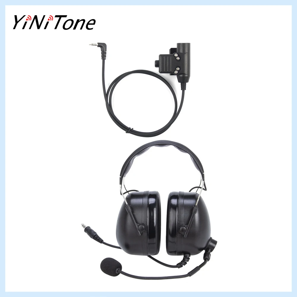 Universal Aviation Pilot Headphone Two Way Radio Headset Microphone with U94 PTT Adapter for Xiaomi Walkie Talkie 1S/lite