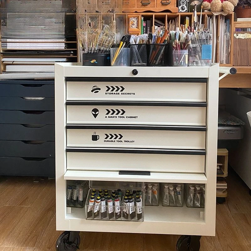 

Storage car, painting materials, tools, storage cabinets, drawer type, multi-layer mobile industrial wind, locker rack