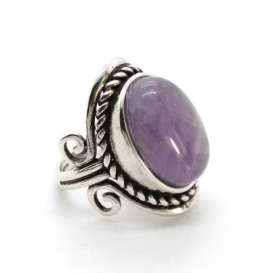 Anéis de pedra ovais de cristal vintage para homens mulheres natural rosa quartzo ametista ônix ágata pedra preciosa anel de dedo ajustável jóias