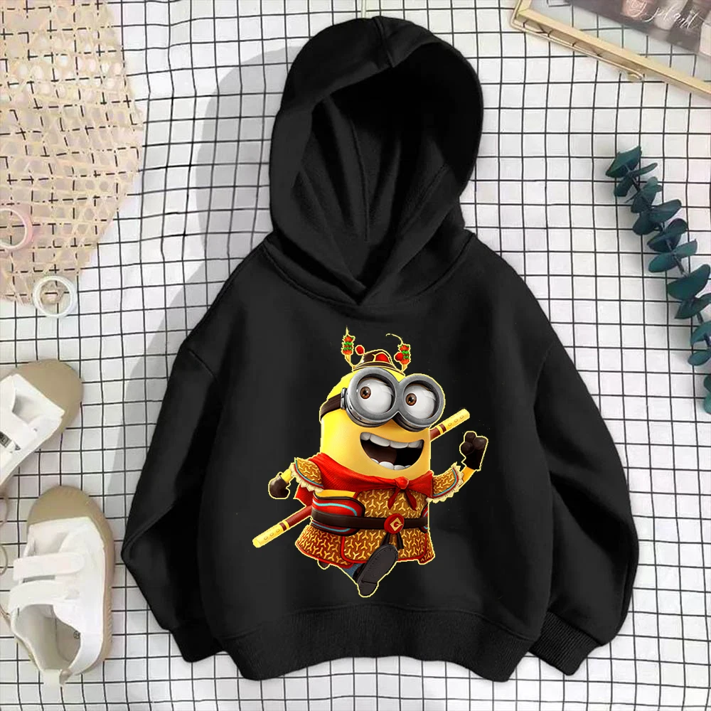 힙합 키즈 만화 미니언즈 후디 의류, 화이트 가을 겨울 상의, 데일리 하라주쿠 캐주얼 풀오버, 패션 맨투맨, 신상