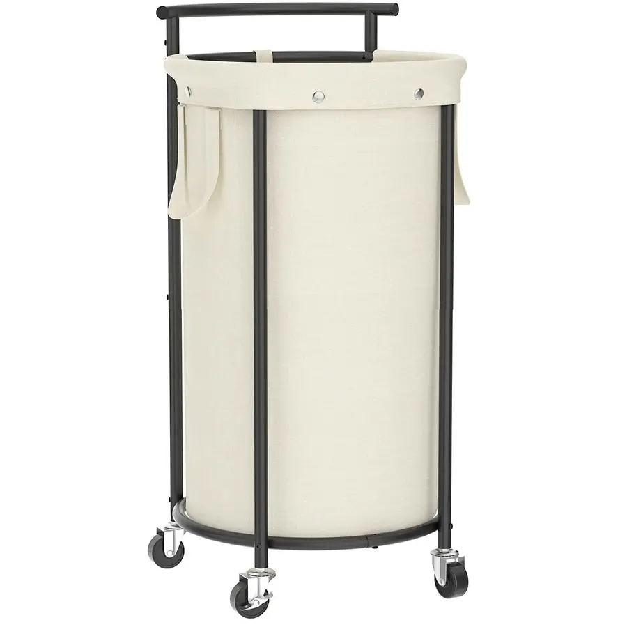 

110L Laundry Hamper with Wheels,Rolling Laundry Basket with Removable Bag,Round Iron Laundry Cart with Steel Frame and Handle,Di