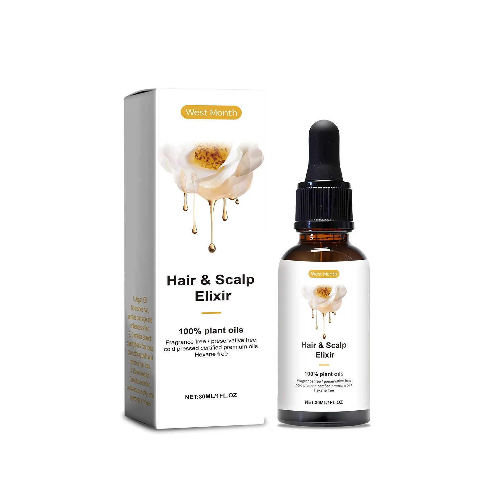 West Month Hair Care Serum, Strong Hair Glow and Smooth Prevent Hair Breakage and Fall and Nourish Scalp Herbal Ingredients