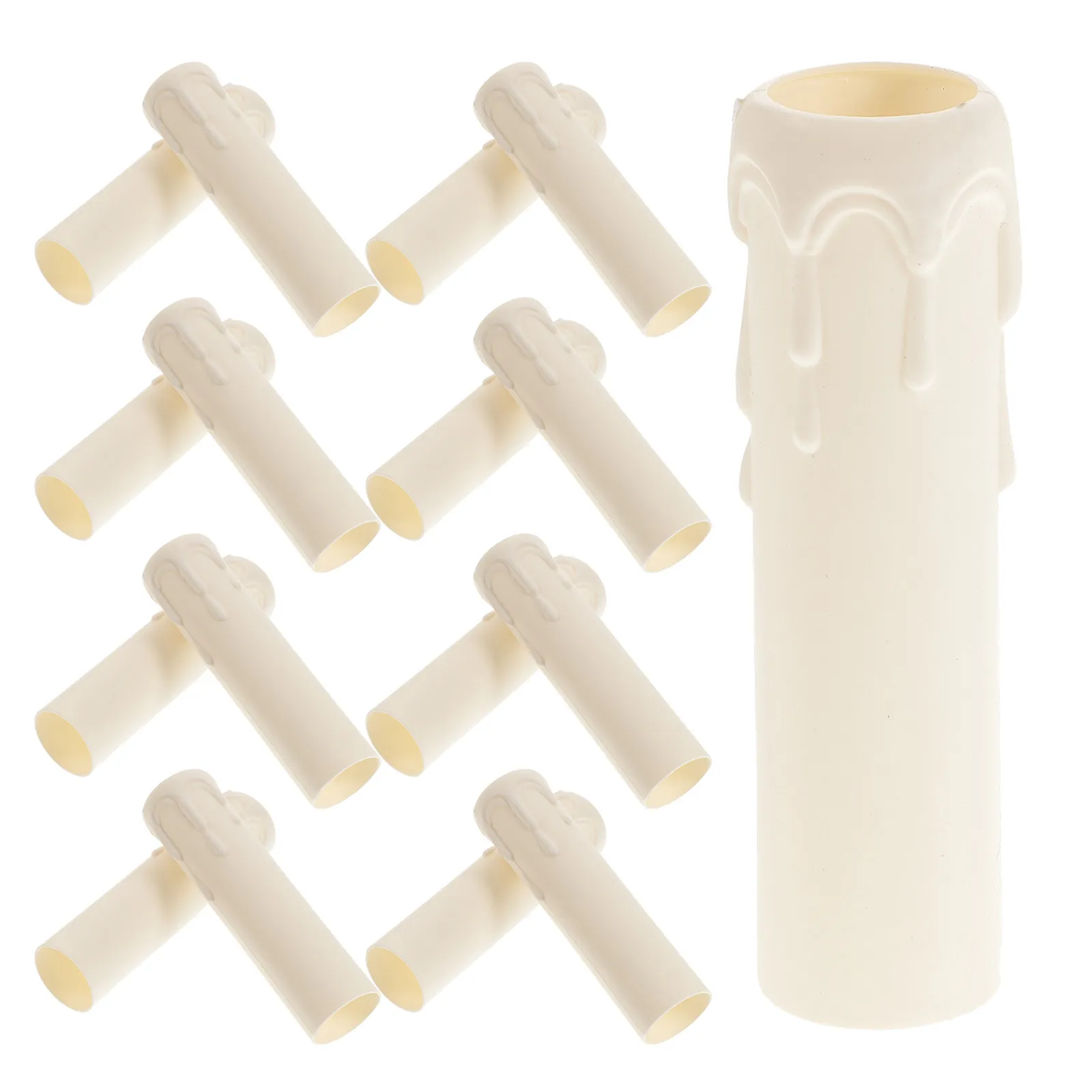 20Pcs Plastic Casings E14 Chandelier Socket Covers Retro Tear-Drop Shaped Sleeve Tubes for European Chandeliers