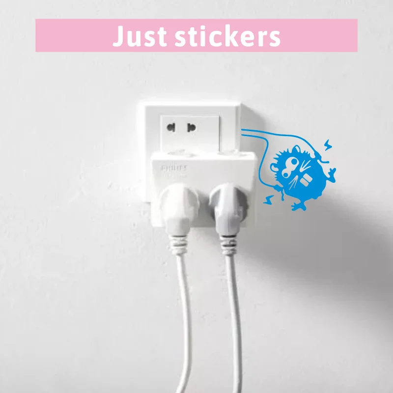2pcs funny mouse decal sticker for wall switches Warning sign, High voltage hamster for electrical sockets decor