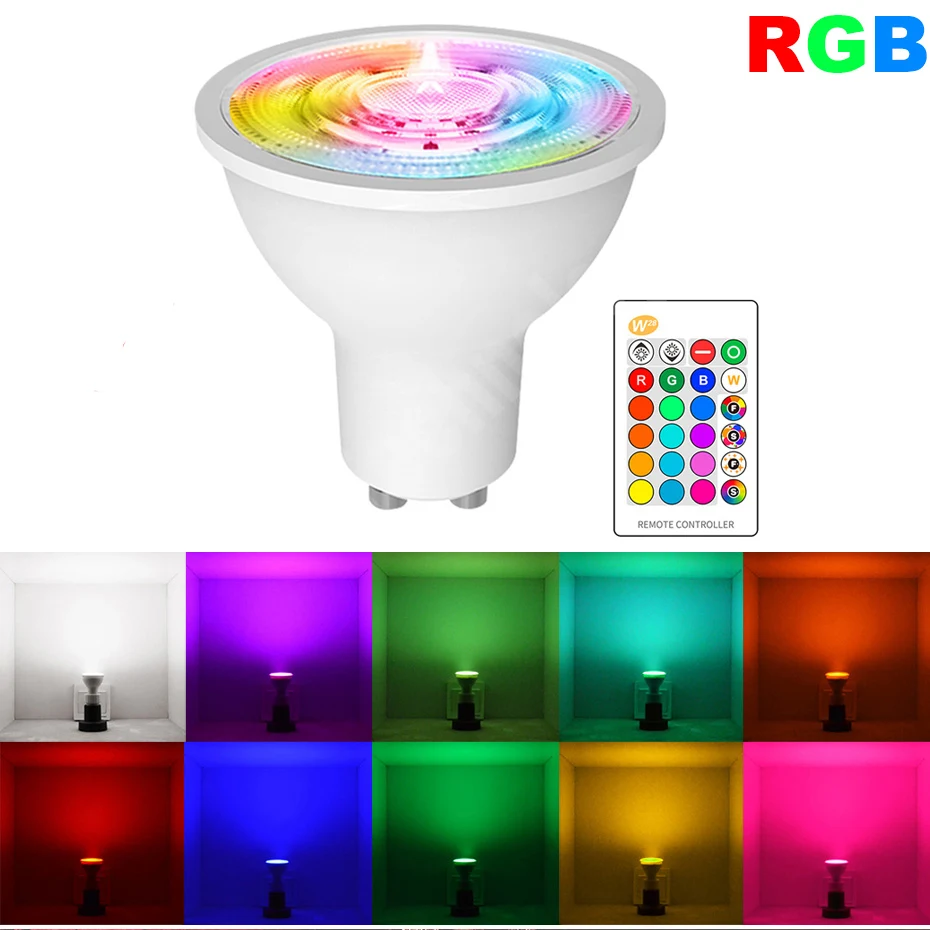 

RGB LED Bulb GU10 8W Spotlight Dimmable LED Bulb Lamp 16 Color Bulb AC 85-265V RGBW RGBWW with IR Remote Control for Home Decor