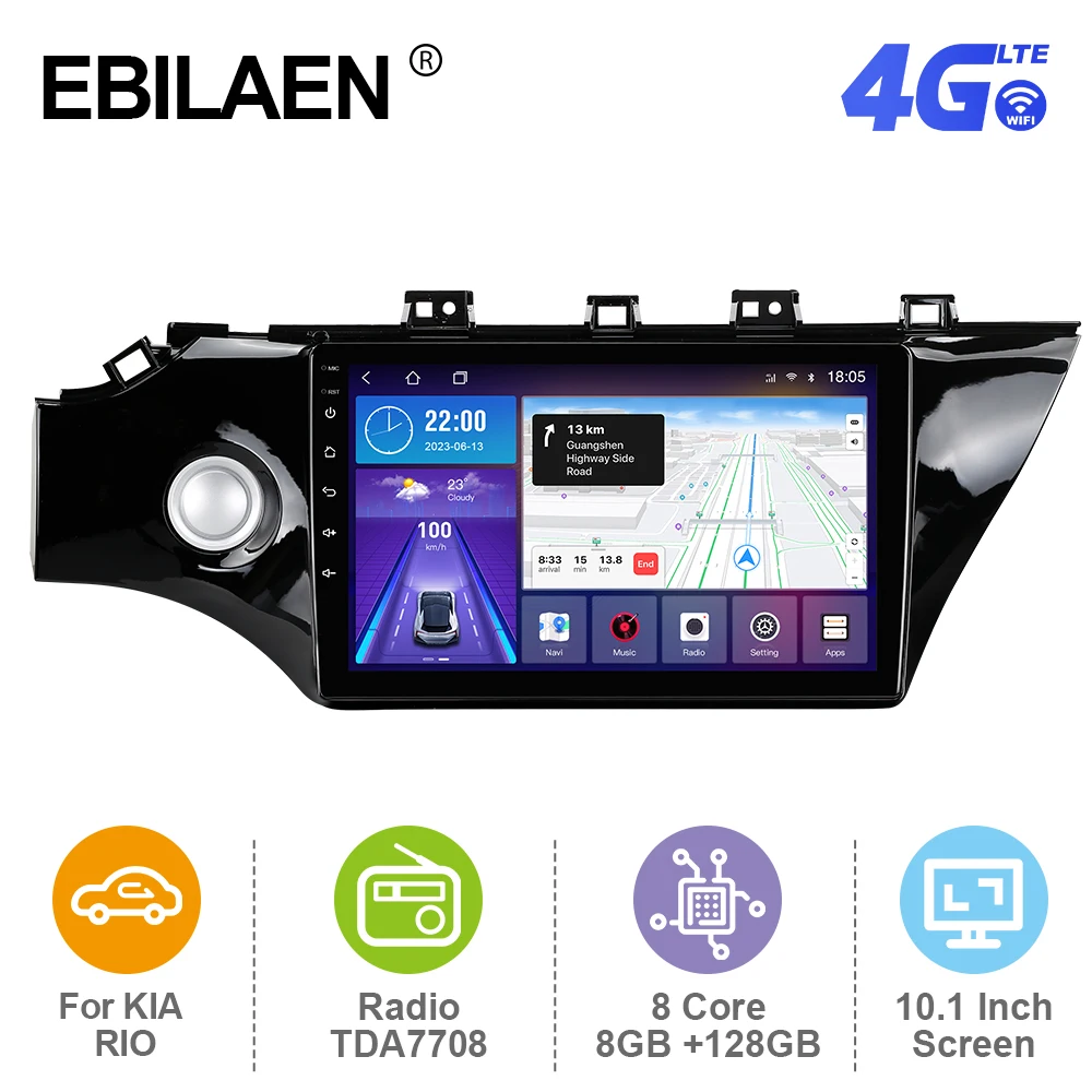 EBILAEN Android 12 Car Radio For Kia RIO 4 X Line 2017-2021 Multimedia Player GPS RDS Navigation Carplay Autoradio 4G FM