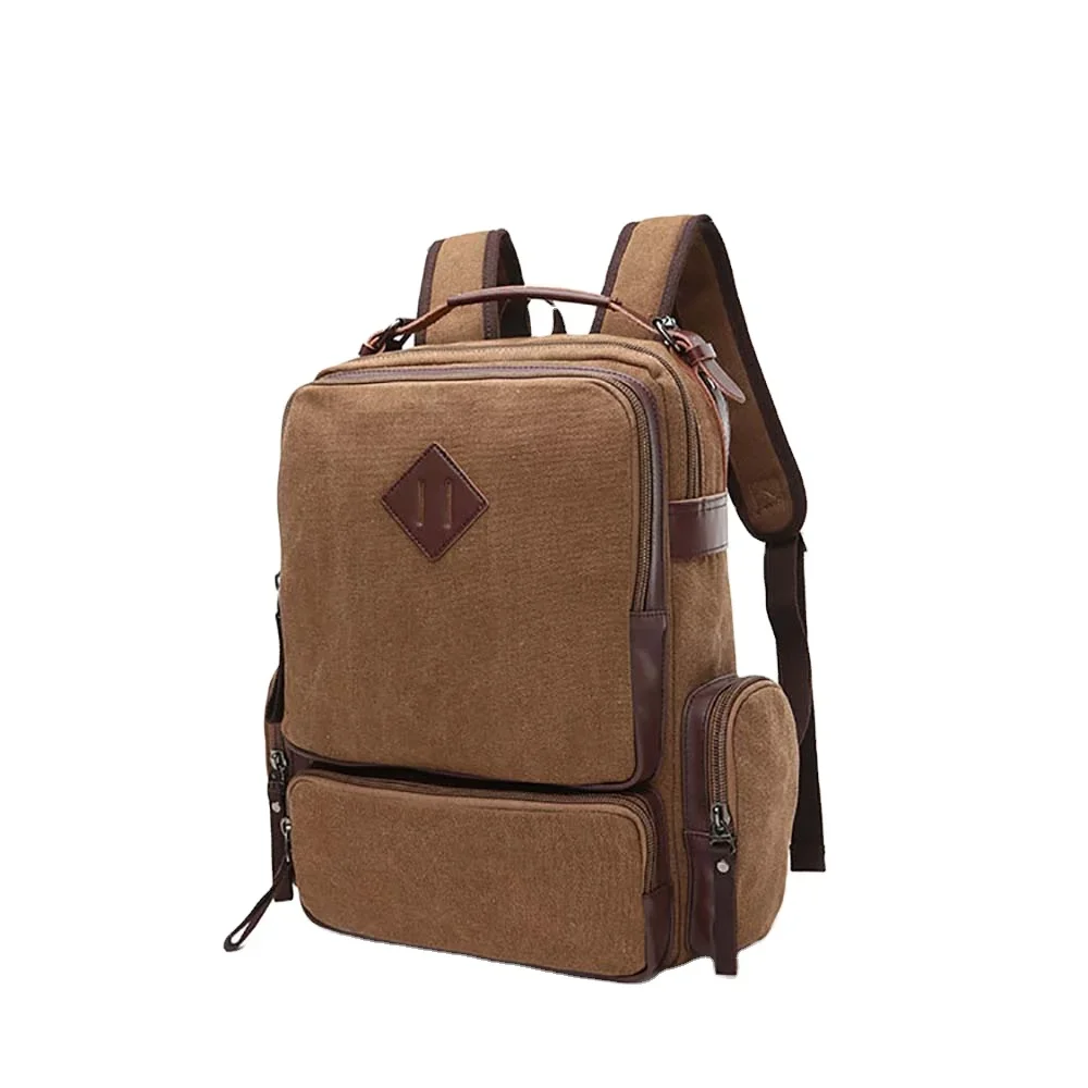 High Quality Brand New Trend Multi-purpose Men Vintage Canvas Laptop bag Man Travel Bags Retro Military Style Backpack