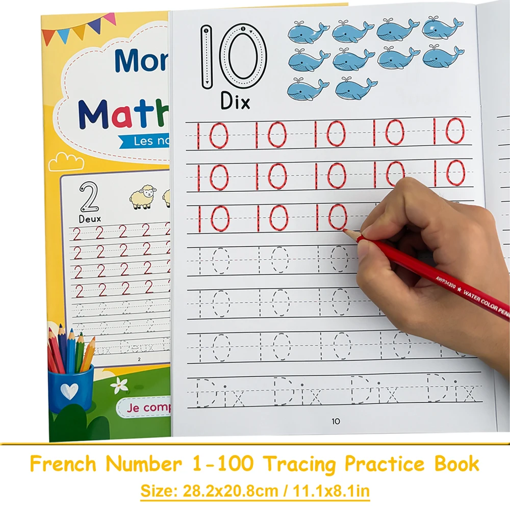 French Number Tracing Workbook for Children School Learning Materials Early Education Math Number Handwriting Practice Books