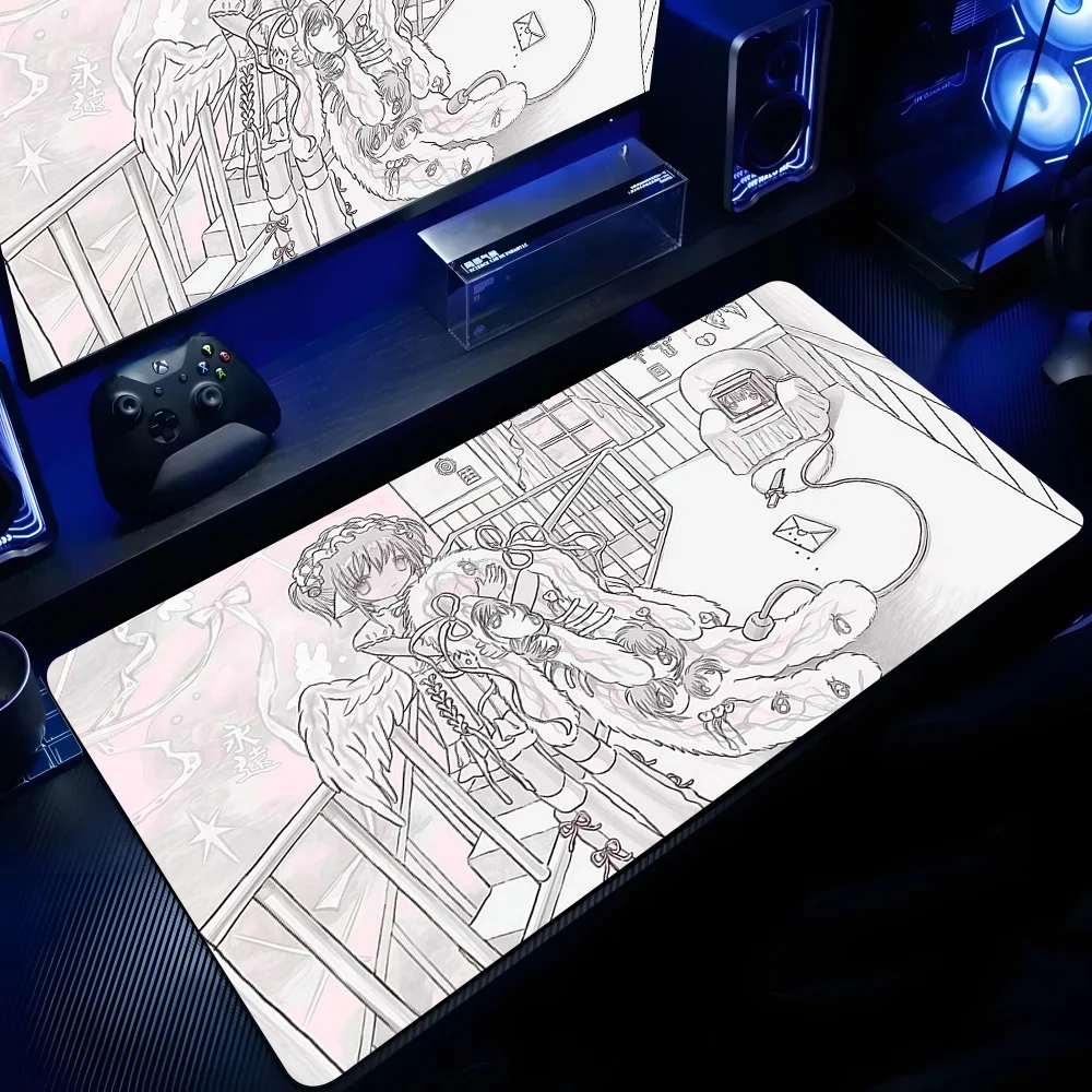 Alfombrilla de Ratón Rosa, Dulce y Linda, Antideslizante para Oficina y PC, Alfombrilla de Escritorio con Diseño de Anime, Alfombrilla de Velocidad para Computadora, Alfombrilla para Teclado de Laptop