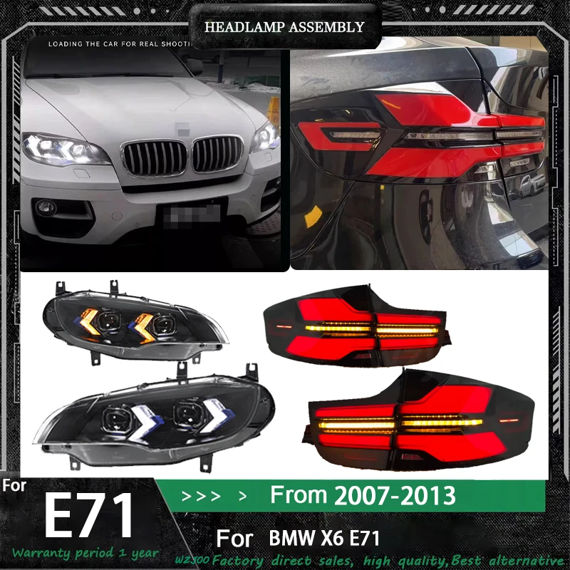 

HeadLamp+Taillight For BMW x6 E71 LED Headlight 2007-2013 Headlights X6 E71 DRL Turn Signal High Beam Angel Eye Projector Lens