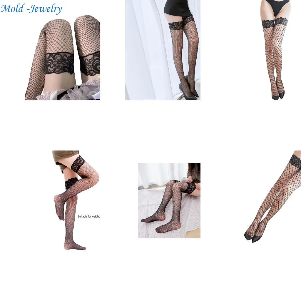 

69HB Lace Top Thigh High Stockings Women Sheer Over Knee Long Socks Hosiery