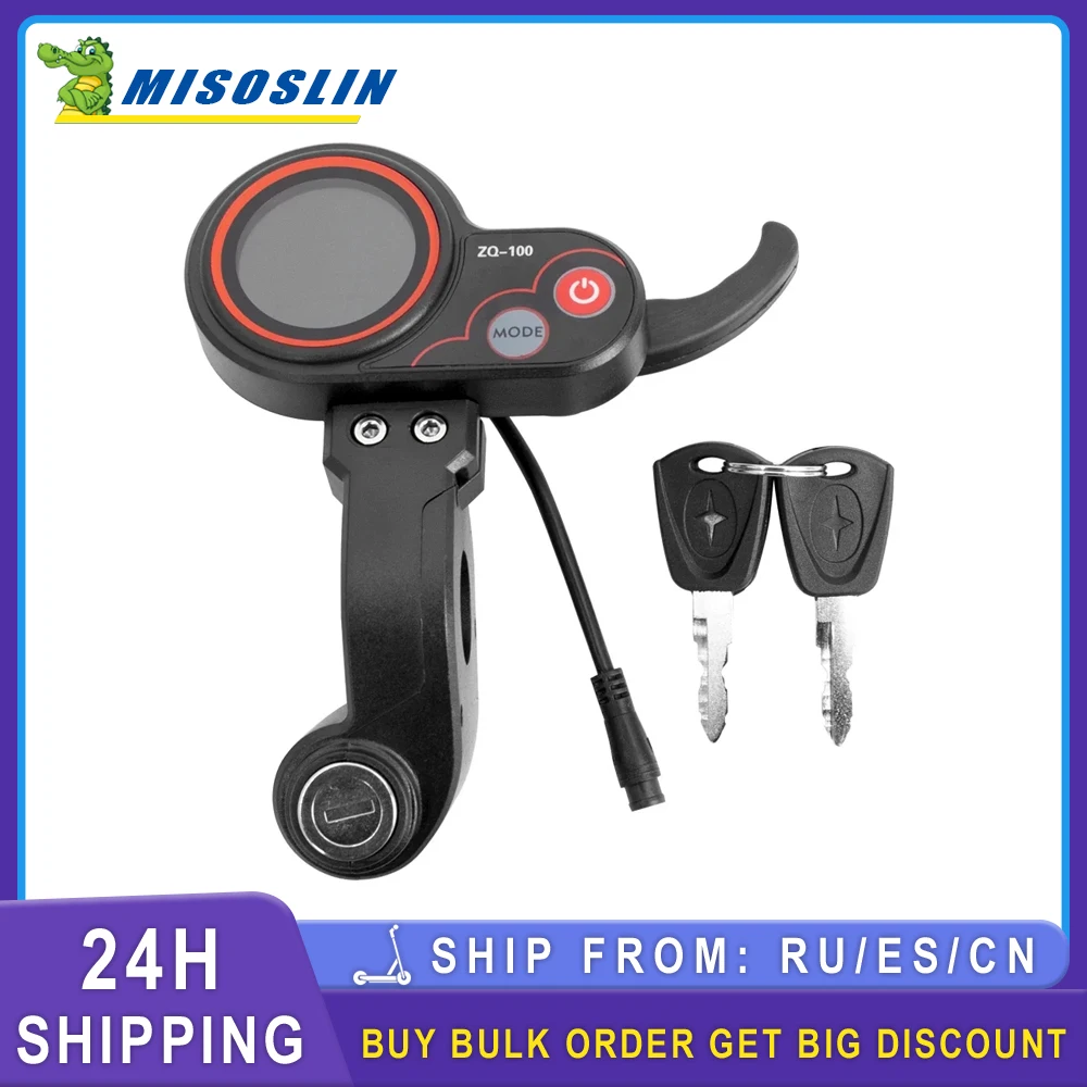 For Electric Scooter 6 Pin LED Display Dashboard With Speed Adjustable Key Parts Instrument Throttle ZQ-100 Mileage Meter