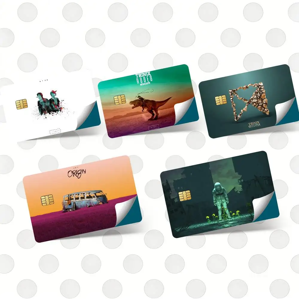 Funny Group T-TrinixS Bank Credit Cards Bus Pass Stickers Cool Decoration Waterproof 4PCS Card