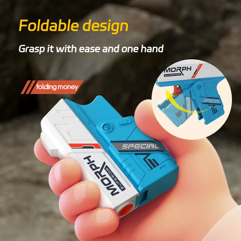 Mini Soft Bullet Toy Gun Foldable Spinner Revolver Stress Relief Outdoor Shooting Game Gift for Kids Adults Play