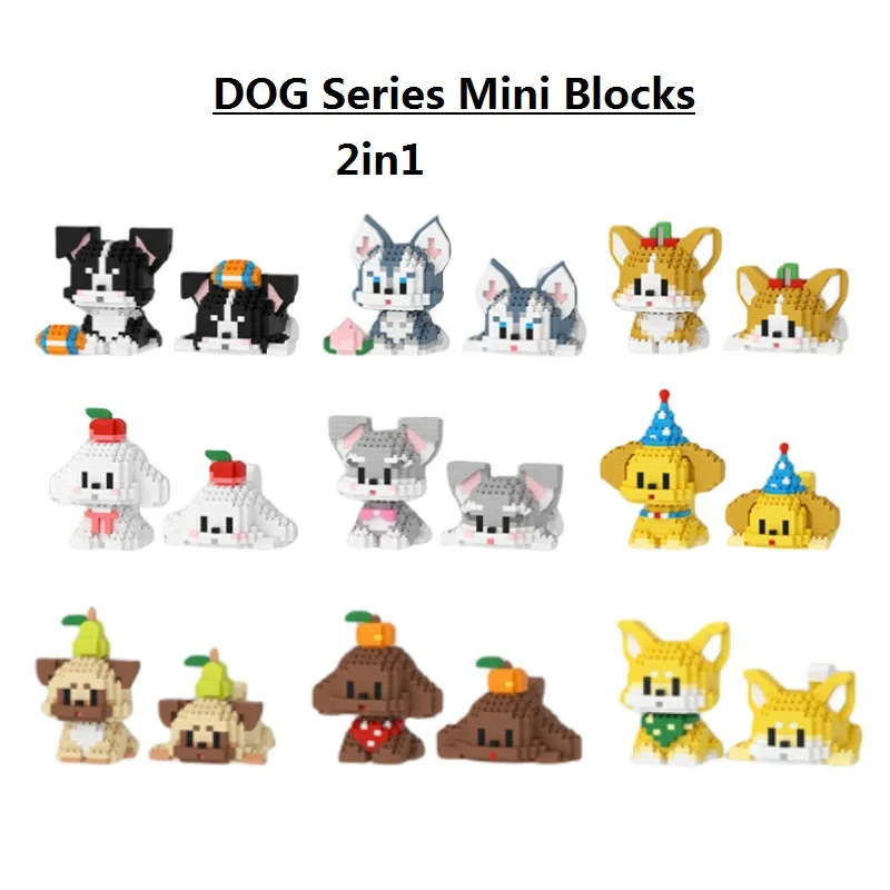 Assembly Dog Mini Blocks Toys Animal Corgi Pug Poodle Diamond Bricks Schnauzer Fun Gifts Girls Christmas Present Pet Shop