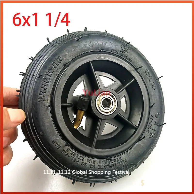 6x1 1/4 tyre 150MM Scooter Inflation Wheel With Hub With Inner Tube Electric Scooter 6 Inch Pneumatic Tire