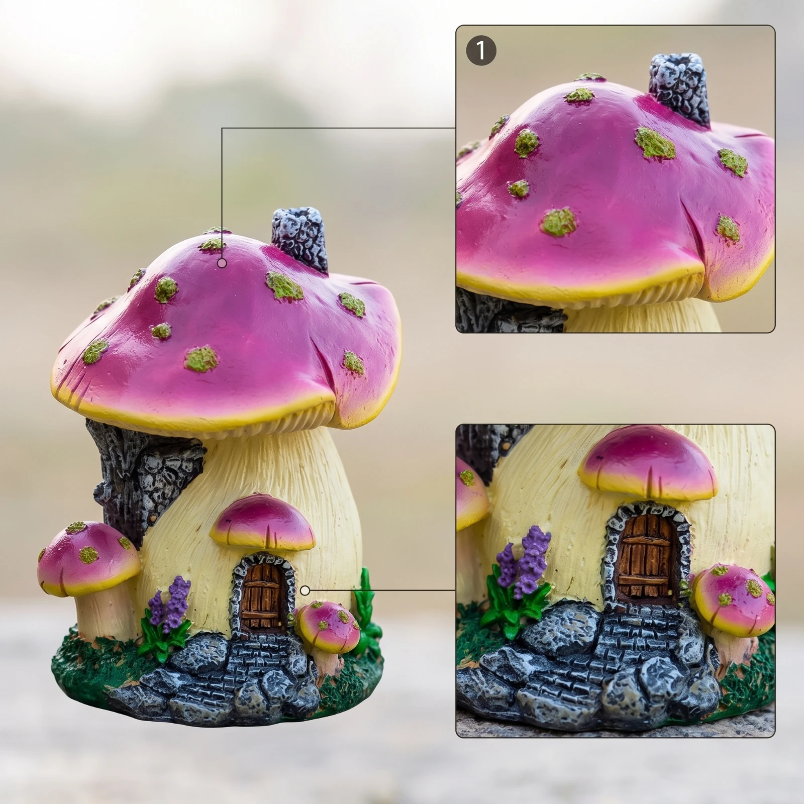 Fungus House Tiny Miniature Fungus Figurines Fairy Cottage Magical Micro Landscape Decor Nature-Inspired for Hobbyists