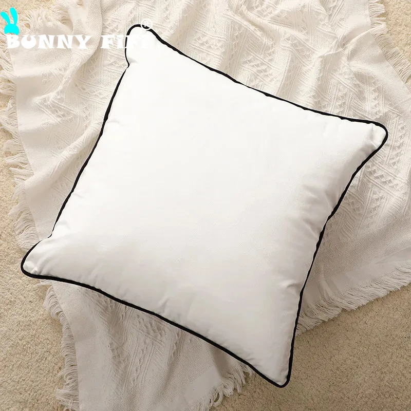 Velvet High Quality Black and White Hemming Pillowcase Simple Nordic Style Pillow Cases 50x50 Modern Light Luxury Cushions Cover