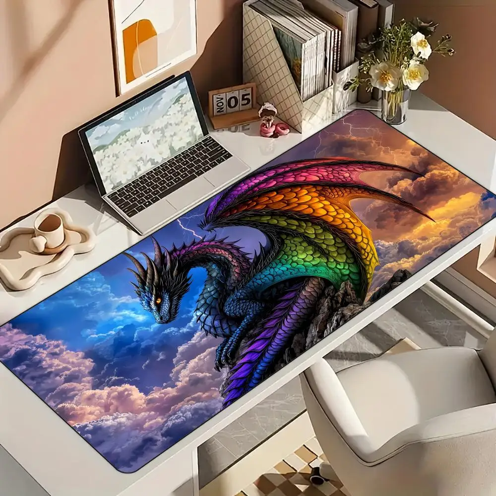 

Colorful giant dragon Mouse Pad Desk Mat with Stitched Edge Rubber anti-slip base pc accessories Gaming mat mouse pads magic mat