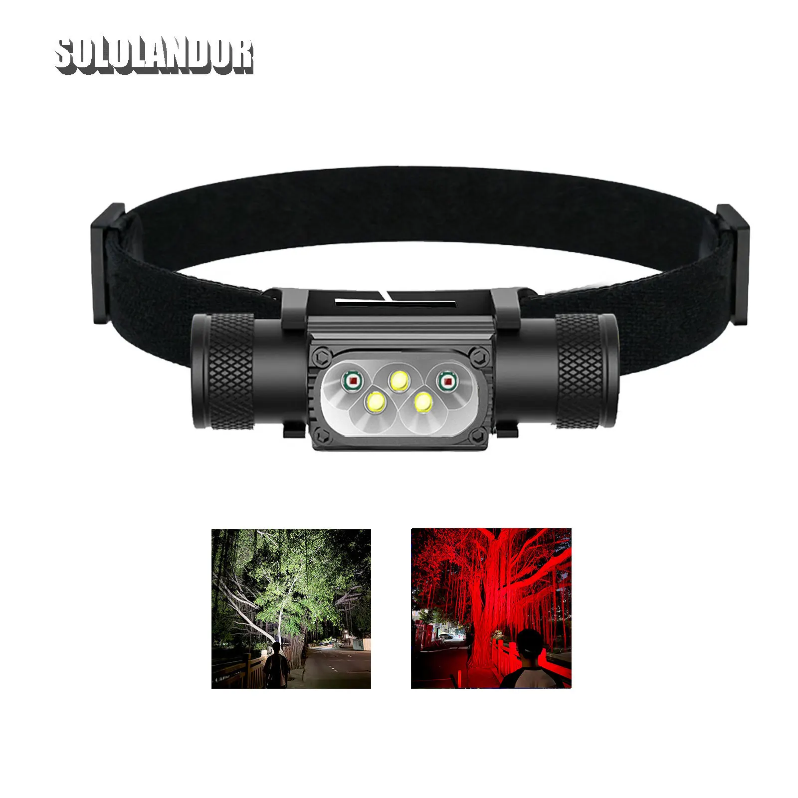 LED Mini Headlamp High Power White Red Memory Headlight 18650 Rechargeable USB Type-C Torch Camping Hunting Flashlight Lamp