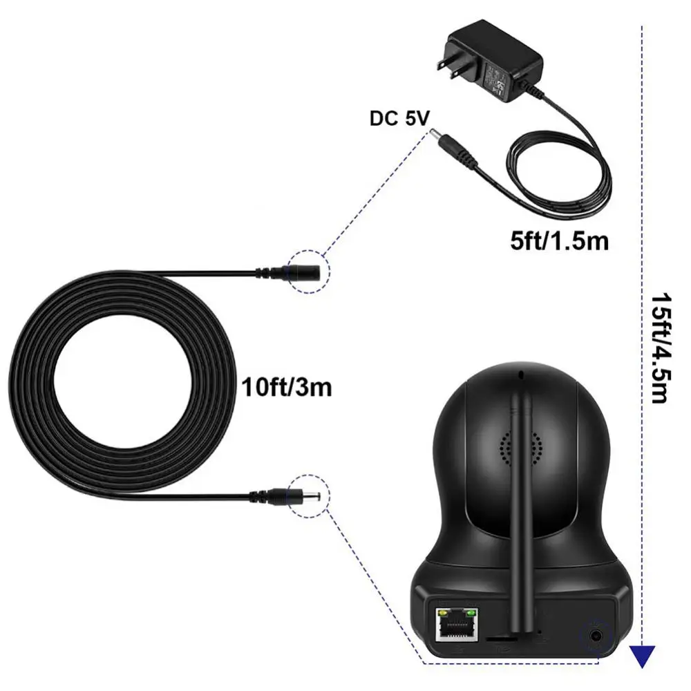 Cable de extensión de alimentación CC de 5,5x2,1mm, Cable de alimentación para adaptador de corriente de 9v, 12v, 24v, para enrutador, tira Led,