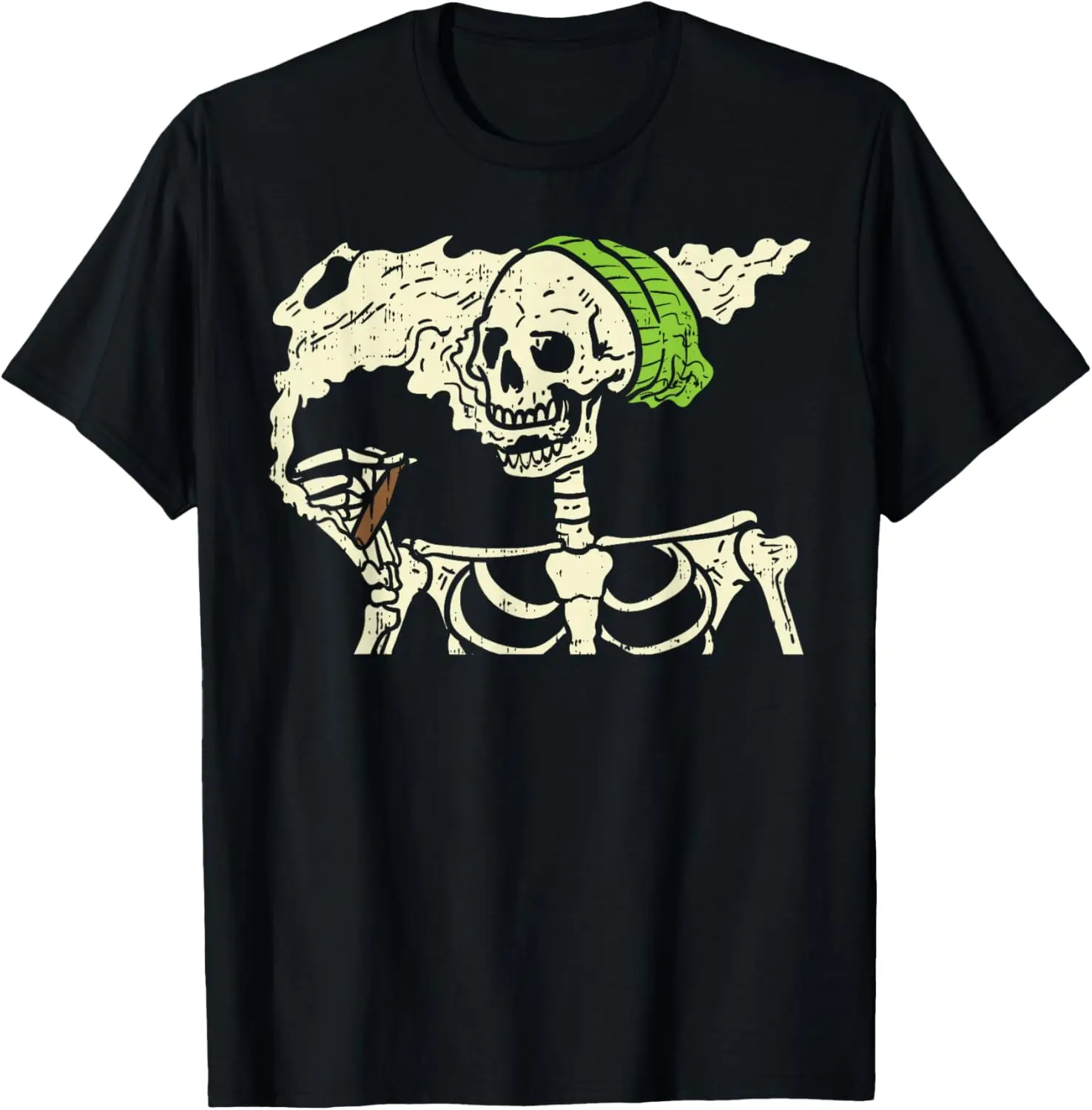 Smoking Skeleton Joint Funny Weed Pot 420 Cannabis Halloween T-Shirt