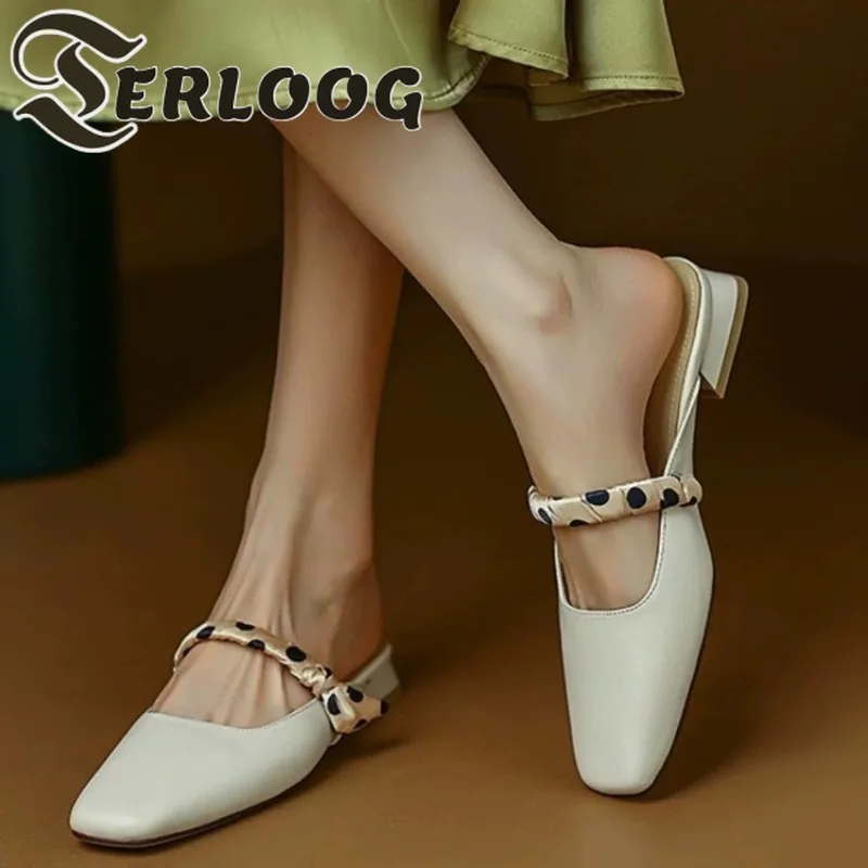 

Women Slippers Square Toe Mules Shoes Casual Summer heeled Sandals 2025 New Fashion Woman Slingback Shoes Party Dress Sandalias