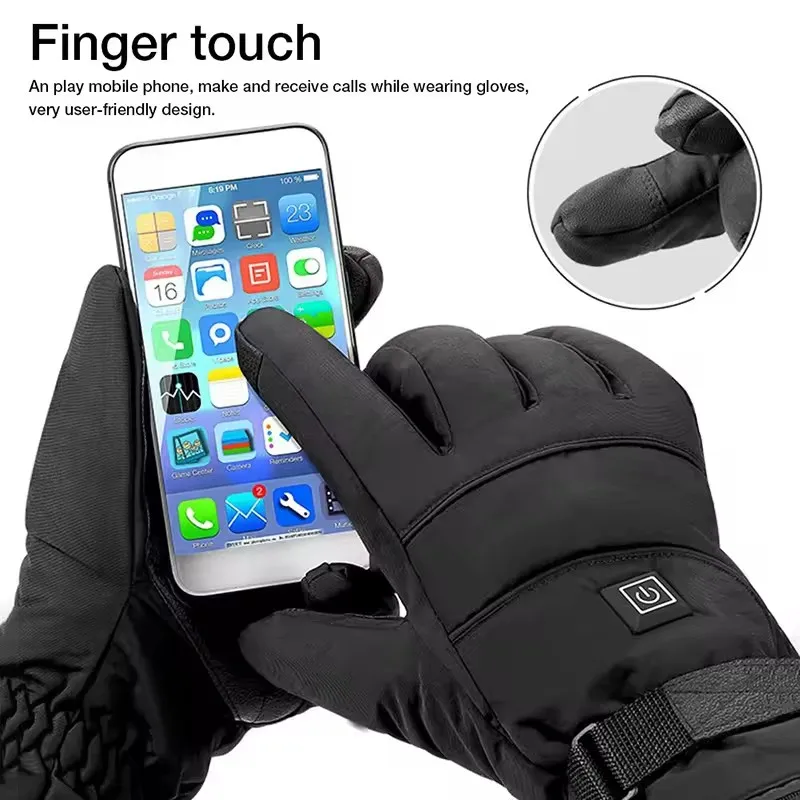 Waterproof Heated Rechargeable Gloves Electric Heated Gloves Thermal Heat Gloves Winter Warm Skiing Snowboarding Hunting Fishing