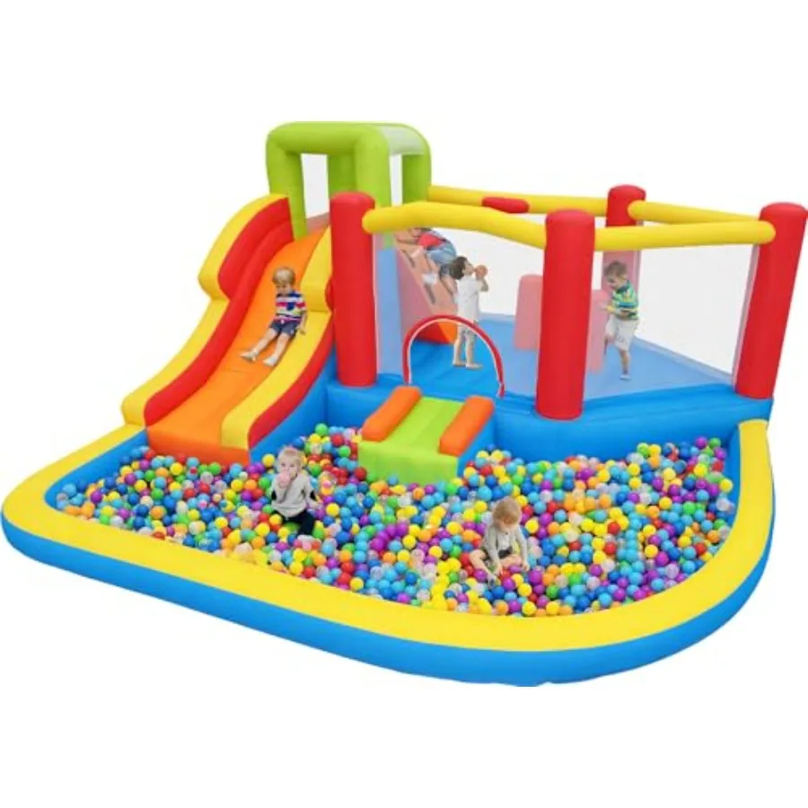 

Надувной батут с вентилятором, большой надувной замок-бассейн для игр в помещении и на улице, синий, для использования на заднем дворе