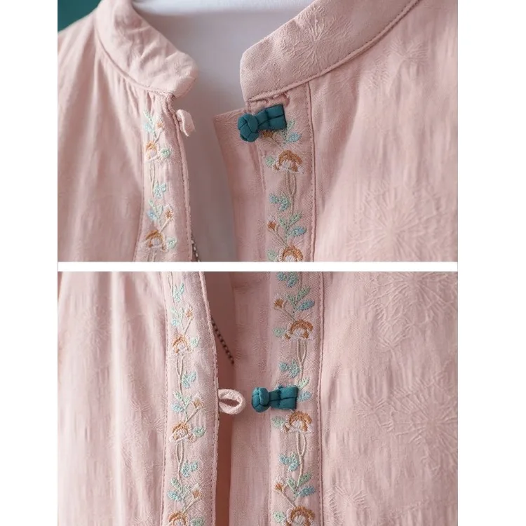 Ele Embroidered Cotton Jaet Quilted Inner Lightweight Winter Faion Large Size Women's Clothing Buttoned Chinese Sle