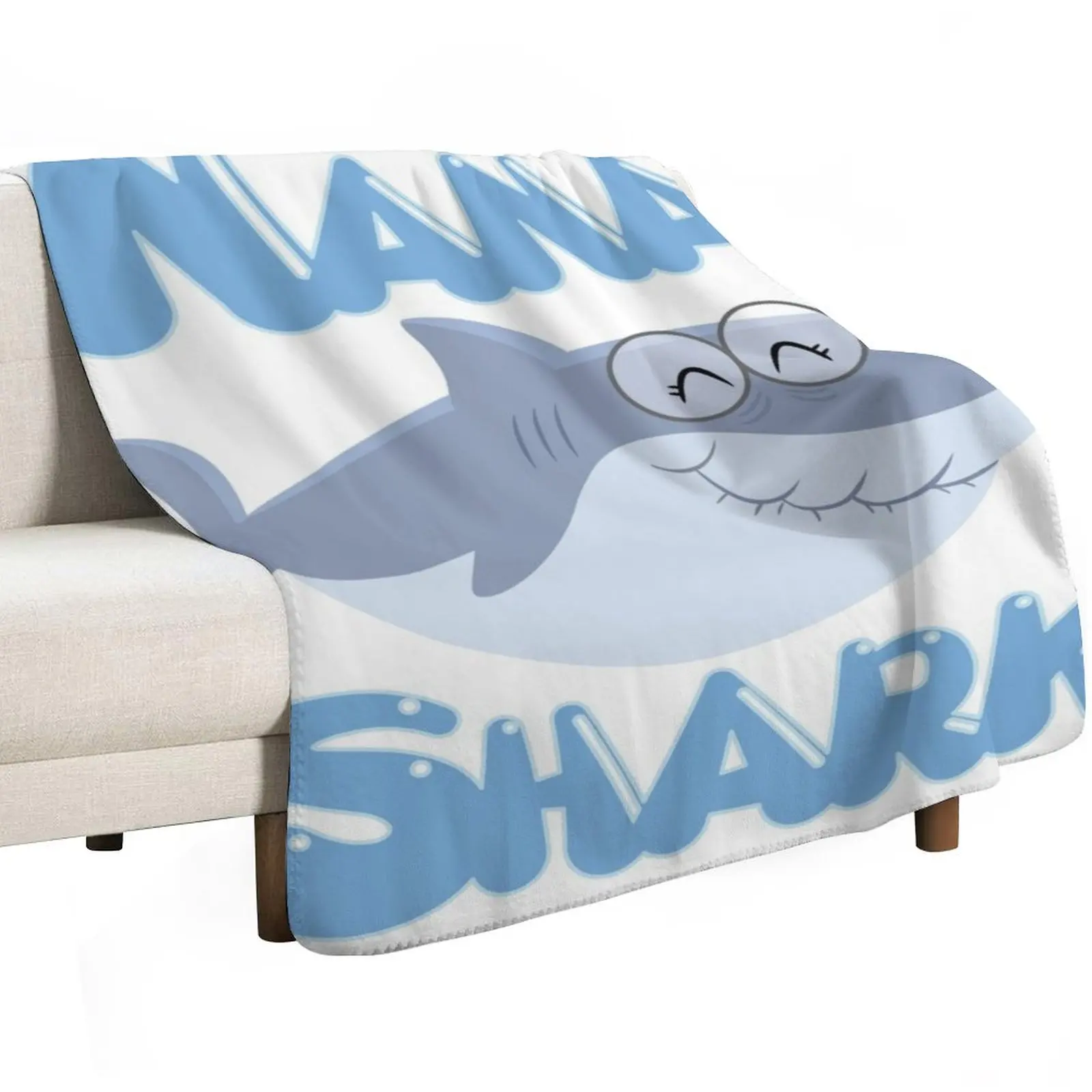 Nana Shark Throw Blanket Faux Fur Soft Warm Blanket for Bed