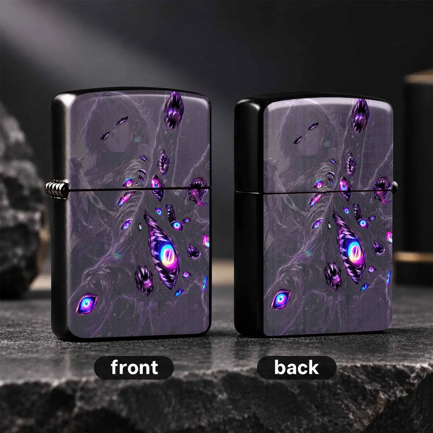 Psychedelic Abstract All-Seeing-Eye Lighter Cyber Neon Fantasy Surreal Art Design Portable Igniter Unique Aesthetic Accessory For Daily Carry Multi-Scene Use Creative Exquisite Gift For Art Lover A Humorous And Interesting Lighter