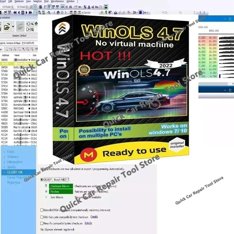 WinOLS 4.7 With Plugins OBD2 Scanner Car Maintenance Tools +2021 Damos + ECM TITANIUM 1.61+ Immo Service Tool V1.2 All Data Soft