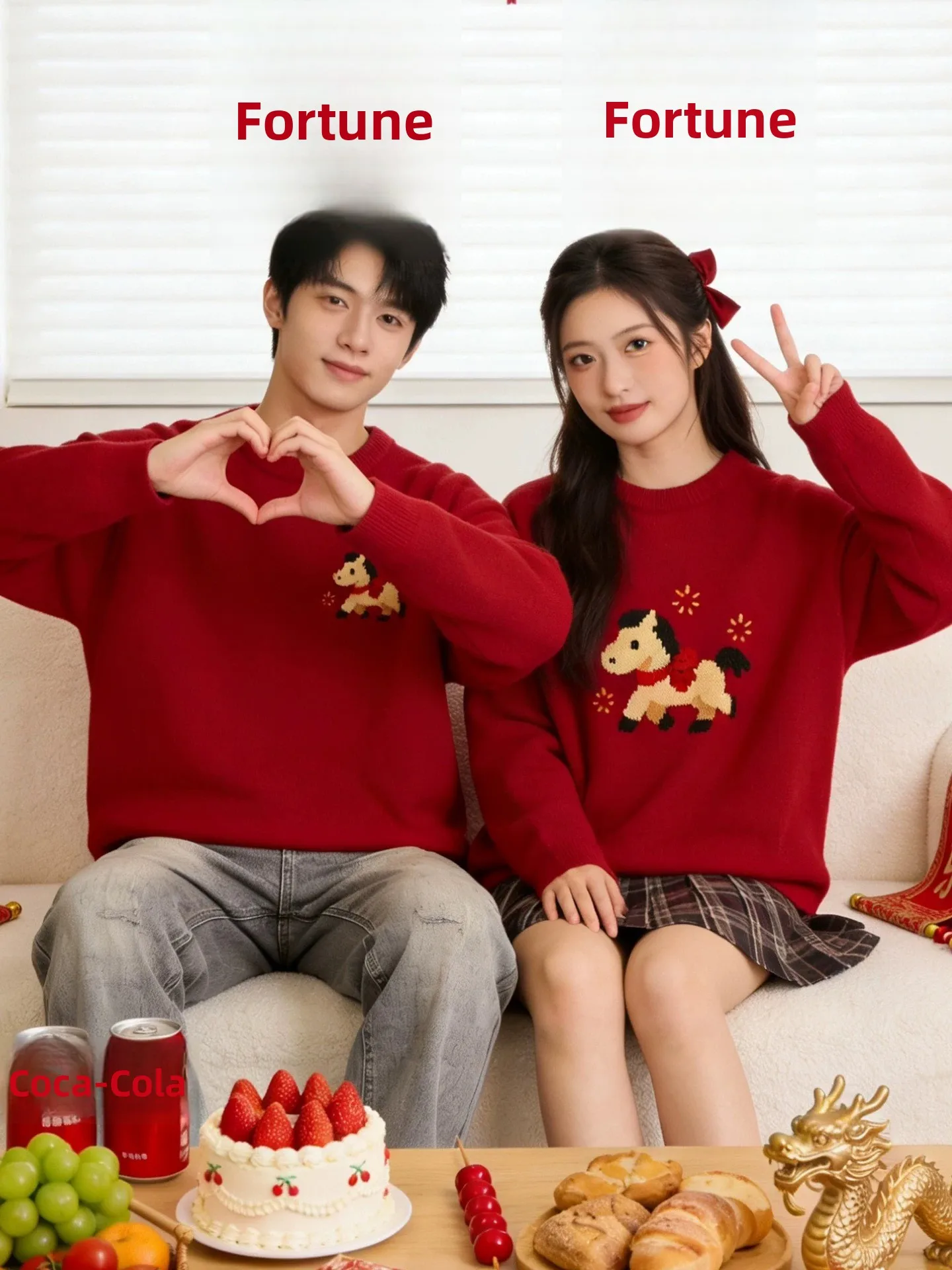 

Новые парные свитера для Нового года, осенне-зимняя коллекция, красная серия, вязаный топ, повседневный стиль, из полиэфирного волокна, с длинным рукавом, круглый вырез