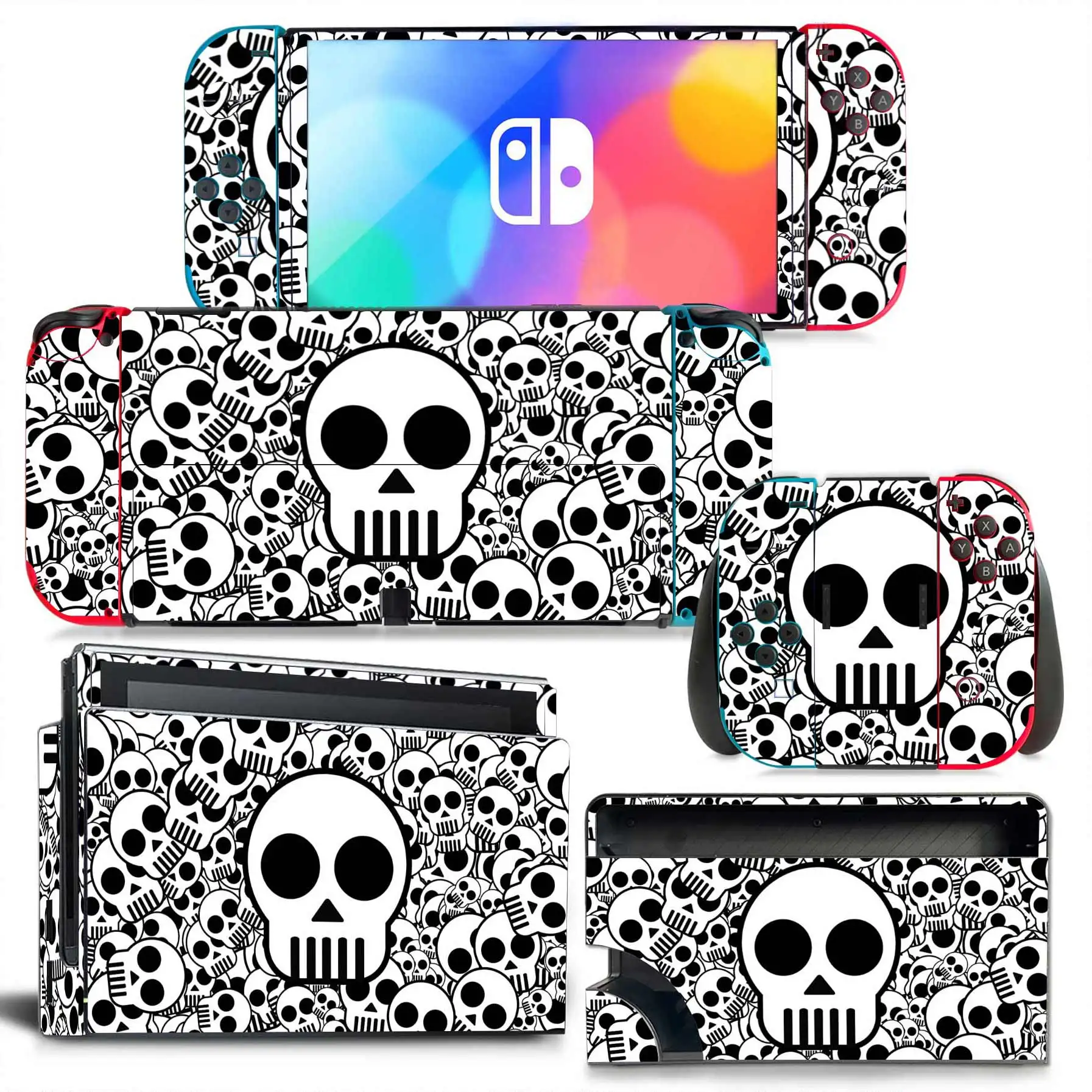 For Switch Oled Sticker Protection Vinyl Wrap Set Switch Oled Console Complete Set  Personality Skull   Support custom drawing