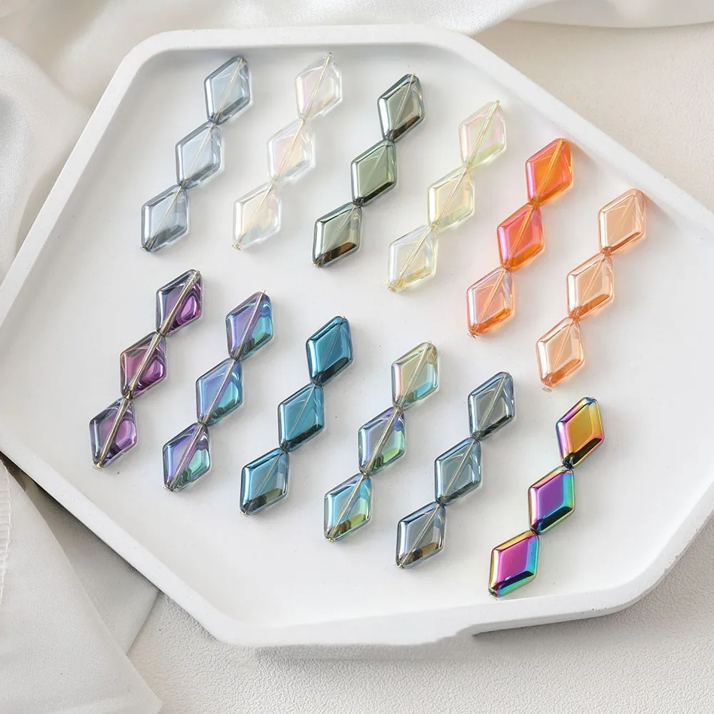 20Pcs 10x15mm Czech Glass Bicone Beads Electroplated Color Rhombic Crystal Beads Handmade Diy Crafts Pendant Rings Accessories