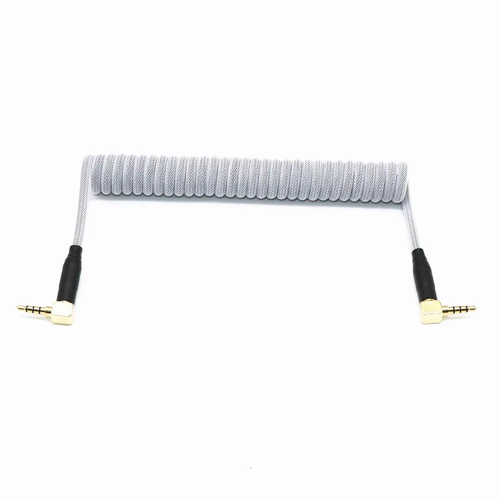 New 3.5mm TRS TRRS to TRRS Spring Coiled Cable for Split Keyboard RODE Sc7 By VIDEOMIC Go Video Micro-type Mics Audio Cord Cable