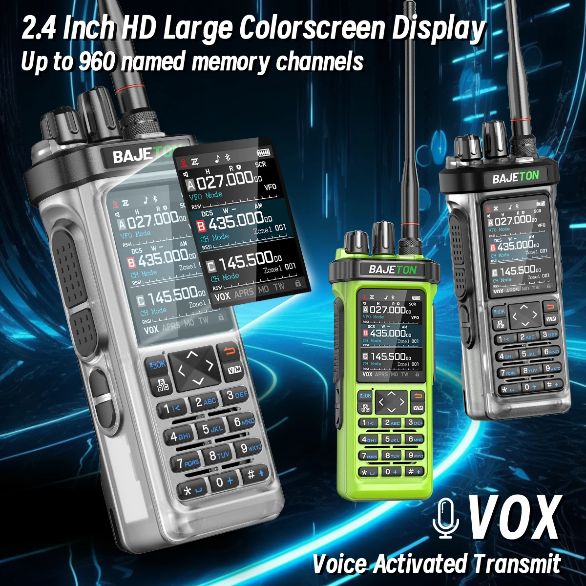 BAJETON BJ-9000 Walkie Talkie APRS/GPS 10W CB Cross Band Bluetooth APP Programming Long Range VOX For RT-950 RT-950PRO Ham Radio