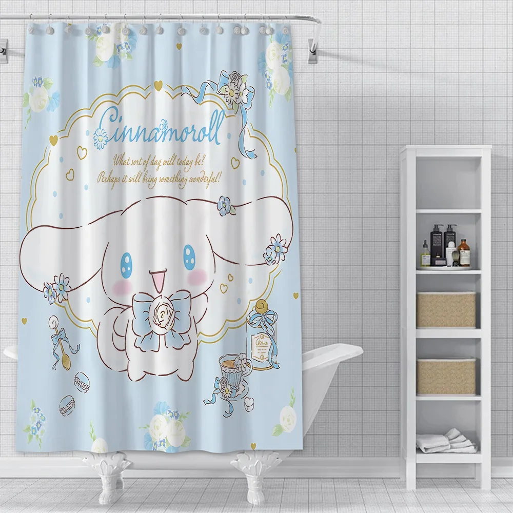 Cute Cartoon C-Cinnamoroll Shower Curtain Waterproof Polyester Fabric Paint Colorful Bath Curtains Curtain With Hook