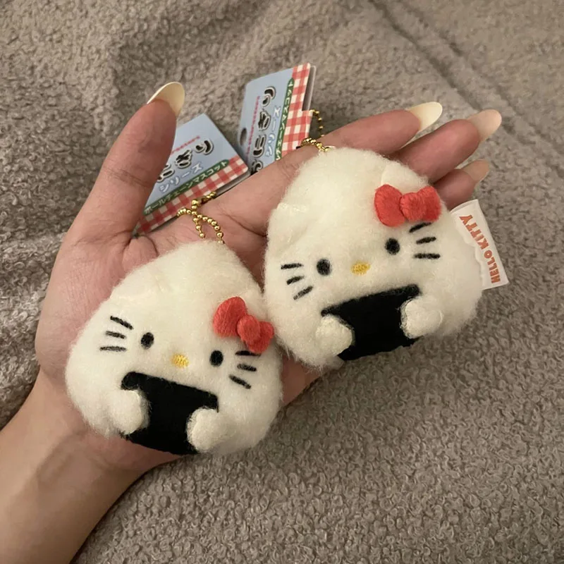 

New Sanrio Hello Kitty Plush Pendant KT Cat Rice and Vegetable Roll Sushi Pendant Bag Charm Cute Doll Backpack Bag Girls Gifts