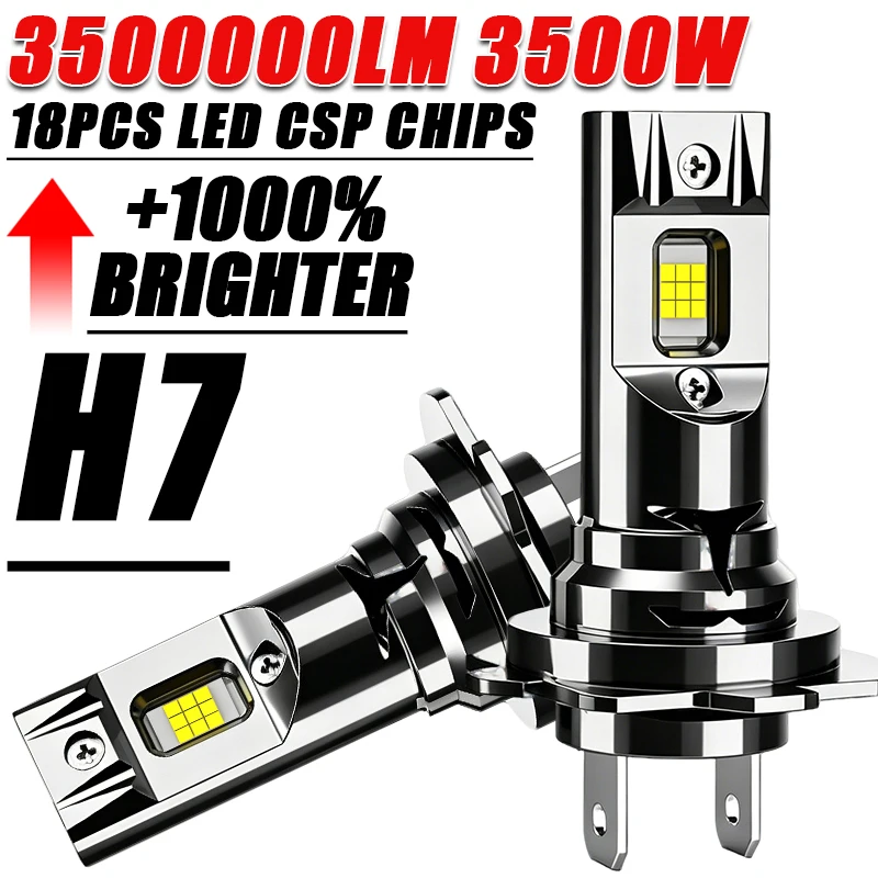 Lâmpada LED H7 H4 CANBUS 3500000LM 3500W Super Brilhante 6000K para Carro, Moto e Automóvel - Farol de Diodo Sem Fio