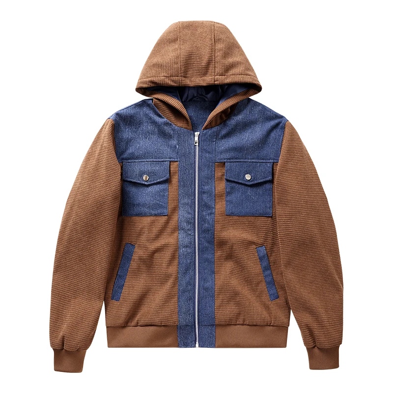 

Мужская весенняя повседневная свободная куртка с капюшоном в стиле ретро, модная, с множеством карманов, в стиле карго, винтажный дизайн