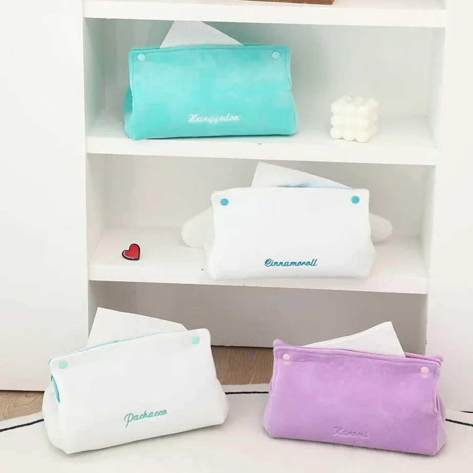 Kuromi Plush Tissue Boxes Kawaii Soft Plush Tissue Covers Pochacco Cinnamoroll Napkin Holders Home Decor Bedroom Living Room