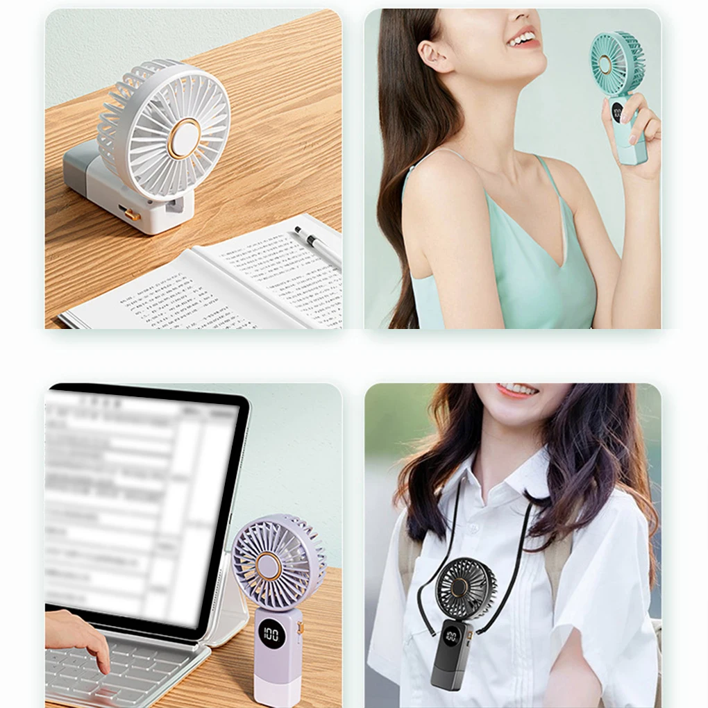 Portable Mini Fan Rechargeable Fan 5-Speed Wind Regulation Compact And Easy Carry 2. Intelligent Lavender 1200M